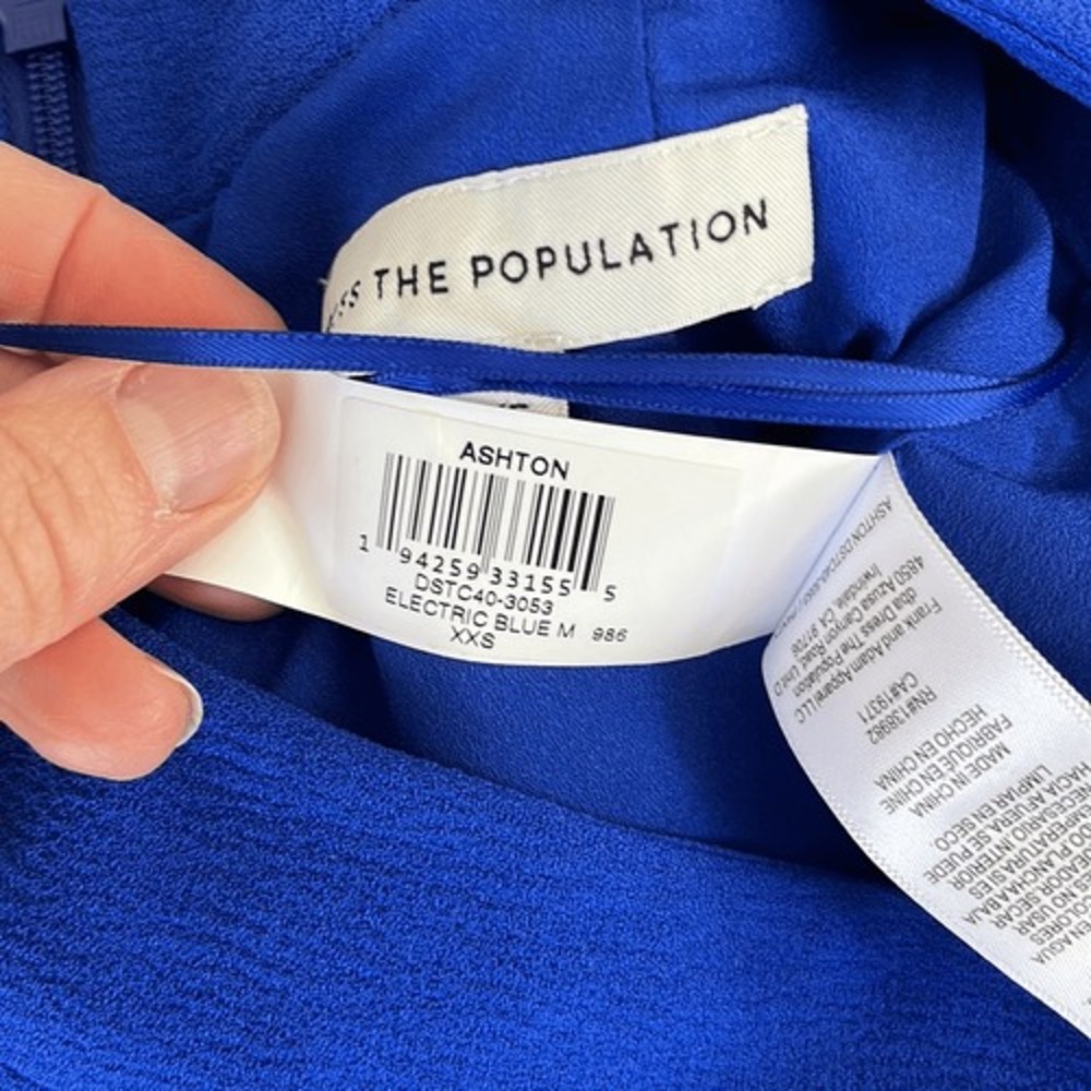 Dress the Population Pants Womens XXS‎ Blue Ashton Wide Leg Split Hem - Picture 12 of 13